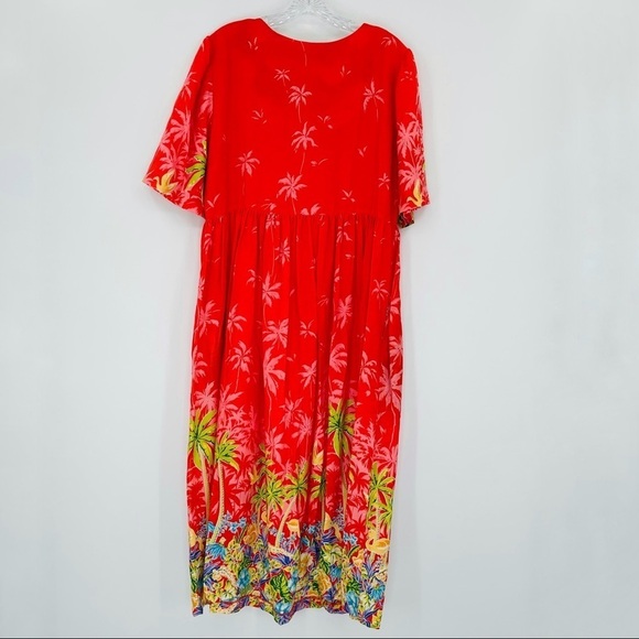 Vintage amara Hawaiian mumu maxi dress flamingo tropical novelty print - Picture 8 of 13